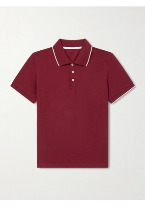 SAINT LAURENT - Slim-Fit Logo-Embroidered Cotton-Piqué Polo Shirt - Men - Burgundy - M