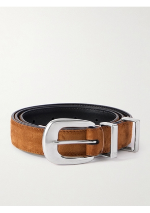 CELINE - 2.5cm Suede Belt - Men - Brown - EU 80