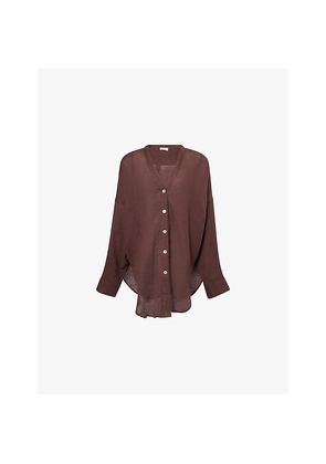 Womens Monday Barcelona V-Neck Linen Cover-Up