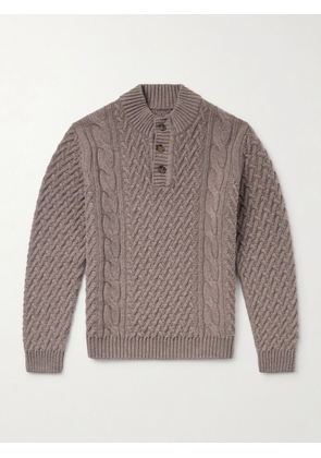 Anderson & Sheppard - Cable-Knit Wool and Cashmere-Blend Sweater - Men - Brown - XS