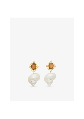 Womens Brinker + Eliza Adella Stainless-Steel, Quartz, Freshwater-Pearl and Shell Earrings