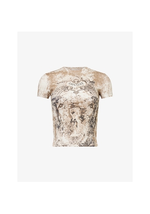 Womens Jean Paul Gaultier Printed Ribbed Stretch-Cotton T-Shirt