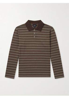A.P.C. - Striped Organic Cotton-Jersey Polo Shirt - Men - Brown - S