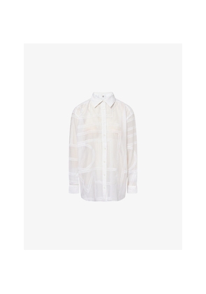 Womens Toteme Monogram-Crochet Relaxed-Fit Cotton and Silk Shirt