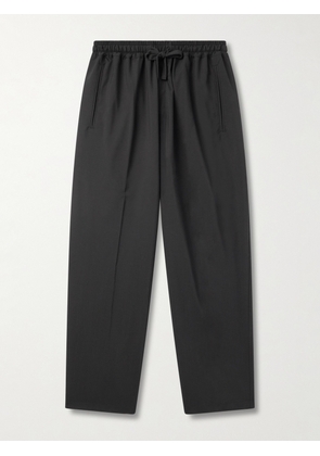 UMIT BENAN - Julian Straight-Leg Virgin Wool Drawstring Trousers - Men - Black - IT 46