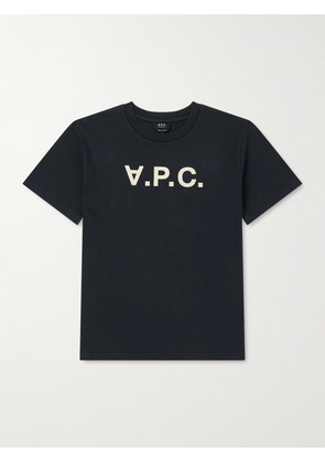 A.P.C. - Standard Grand VPC Logo-Flocked Organic Cotton-Jersey T-Shirt - Men - Black - XS