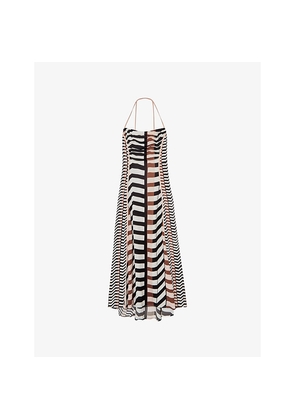 Womens Reiss Georgie Chevron-Print Woven Midi Dress