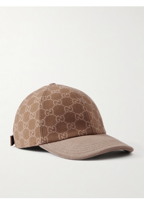 Gucci - Logo-Jacquard Wool-Flannel Cap - Men - Neutrals - S