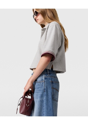 Stella McCartney - Cropped Short-Sleeve Rugby Shirt, Woman, Grey melange, Size: L