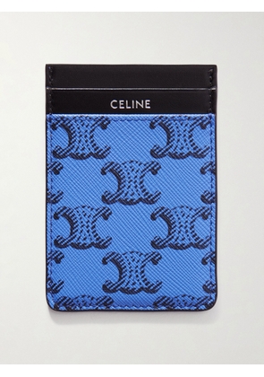 CELINE - Triomphe Printed Leather and Canvas Cardholder - Men - Blue