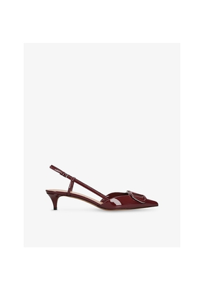 Womens Valentino Garavani Vlogo Signature 40 Patent-Leather Slingback Courts
