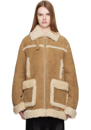 Maison Margiela Tan Caban Shearling Coat