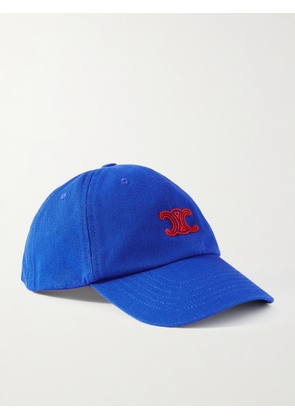 CELINE - Vivienne Logo-Embroidered Cotton-Twill Baseball Cap - Men - Blue - small