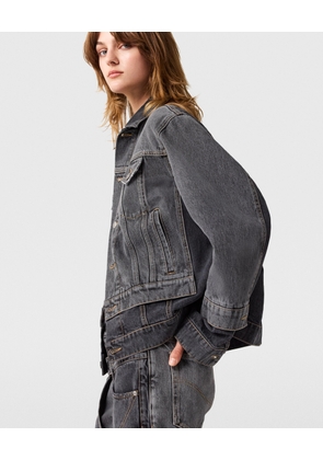 Stella McCartney - Tonal Panelled Denim Jacket, Woman, Two-tone black, Size: L