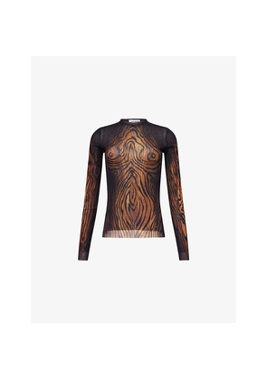 Womens Jean Paul Gaultier Printed Long-Sleeves Woven Top