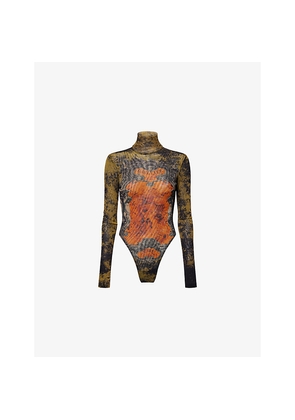 Womens Jean Paul Gaultier Medaillon Print Mesh Body
