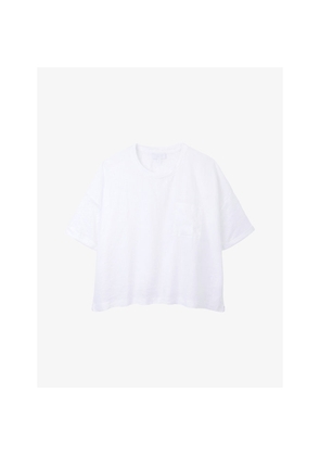 Womens The White Company Contrast-Back Oversized-Fit Linen T-Shirt