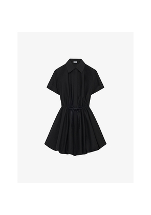 Womens Loewe Short-Sleeve Collared Cotton-Silk Mini Dress