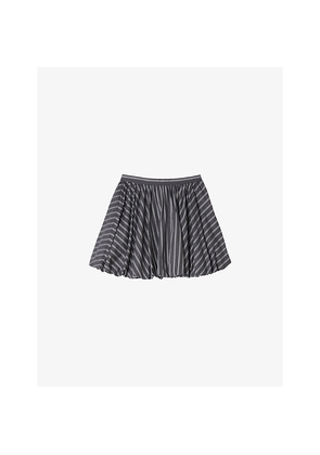 Womens Sandro Striped Rhinestone-Embellished Cotton Mini Skirt