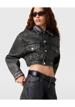 Stella McCartney - Aged Panelled Cropped Denim Jacket, Woman, Aged blue, Size: L