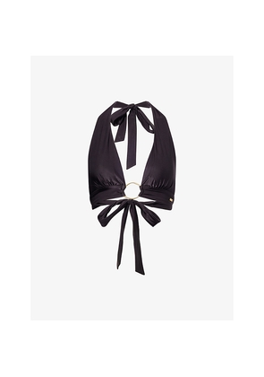 Womens We Are Tala Halter Plunge Ring Bikini Top