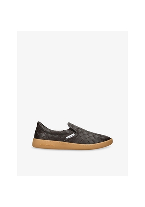 Mens Bottega Veneta Sawyer Intrecciato-Weave Leather Low-Top Trainers