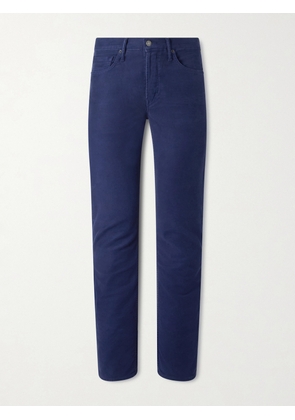TOM FORD - Slim-Fit Cotton-Blend Moleskin Trousers - Men - Blue - UK/US 30