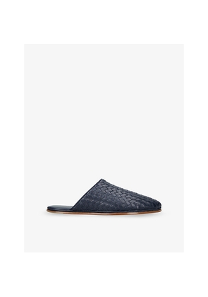 Mens Bottega Veneta Sunday Intrecciato-Weave Leather Mules