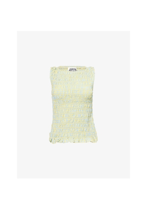 Womens Amy Lynn Sonya Shirred Cotton-Poplin Top