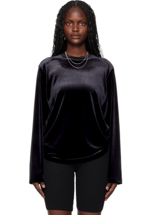 Fear of God ESSENTIALS Black Holiday Velour Classic Long Sleeve T-shirt