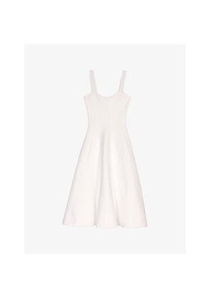 Womens Maje Square-Neck Flared-Skirt Knitted Midi Dress