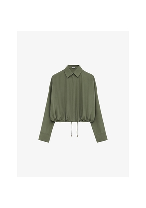 Womens Loewe Balloon Drawstring-Hem Silk-Blend Shirt