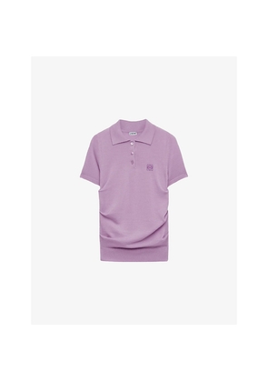 Womens Loewe Anagram-Embroidered Slim-Fit Stretch Cashmere and Silk-Blend Polo Shirt