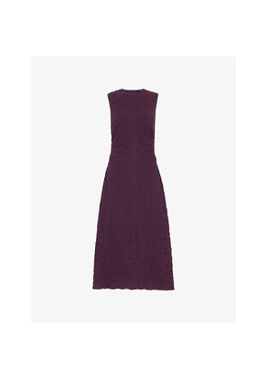 Womens Whistles Lori Roun-Neck Textured Sleeveless Stretch-Woven Midi Dress