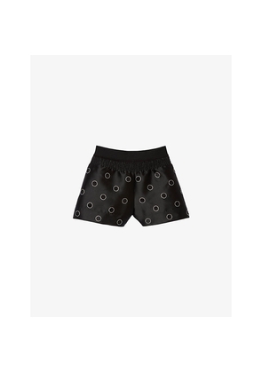 Womens Sandro Rhinestone-Embellished Cut-Out Woven Shorts