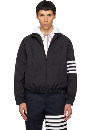Thom Browne Black Shiny Ripstop Raglan 4-Bar Track Jacket