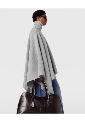 Stella McCartney - Knit Asymmetric Turtleneck Poncho, Woman, Grey melange, Size: S