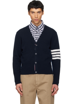 Thom Browne Navy Intarsia Horse Merino Wool 4-Bar Cardigan