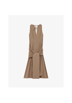 Womens Loewe Wrap-Tie Sleeveless Cotton Midi Dress