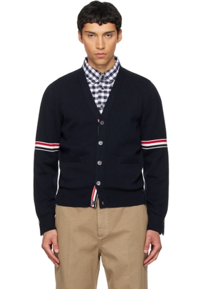 Thom Browne Navy Cotton Milano Stitch V-Neck Cardigan