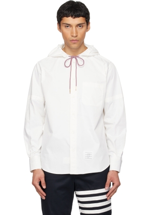 Thom Browne White Hooded Nylon Armband Shirt Jacket
