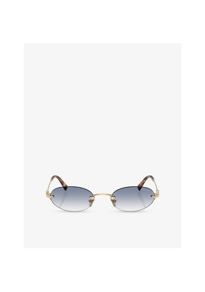 Womens Miu Miu Mu A54S Oval-Frame Metal Sunglasses
