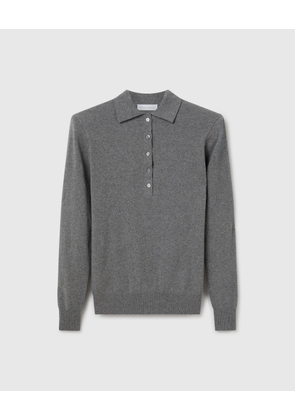 Stella McCartney - Strong Shoulder Polo Shirt, Woman, Grey melange, Size: S