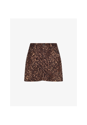 Womens Levis Icon Leopard-Print Denim Mini Skirt