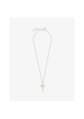 Mens Commonlines Studded Cross Sterling-Silver Necklace