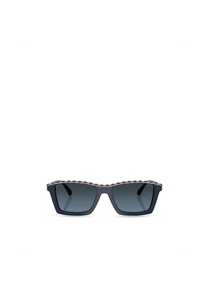 Chanel Ch5548Q Rectangle-Frame Acetate and Leather Sunglasses