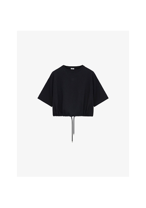 Womens Loewe Round-Neck Cropped Cotton-Blend T-Shirt