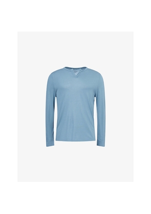Mens Calvin Klein Crewneck Long-Sleeve Jersey Henley Top