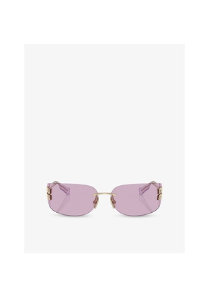 Womens Miu Miu Mu A51S Square-Frame Metal Sunglasses