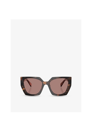 Womens Prada Pr 15Ws Rectangle-Frame Tortoiseshell-Effect Acetate Sunglasses